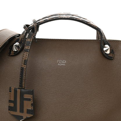 Fendi Vitello Dolce Bi-Color FF 1974 Embossed Medium By The Way Boston Bag Maya Black 7 of 14