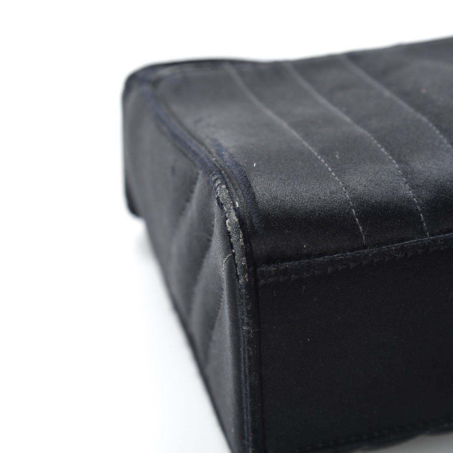 Satin Vertical Quilt Mini Flap Shoulder Bag Black