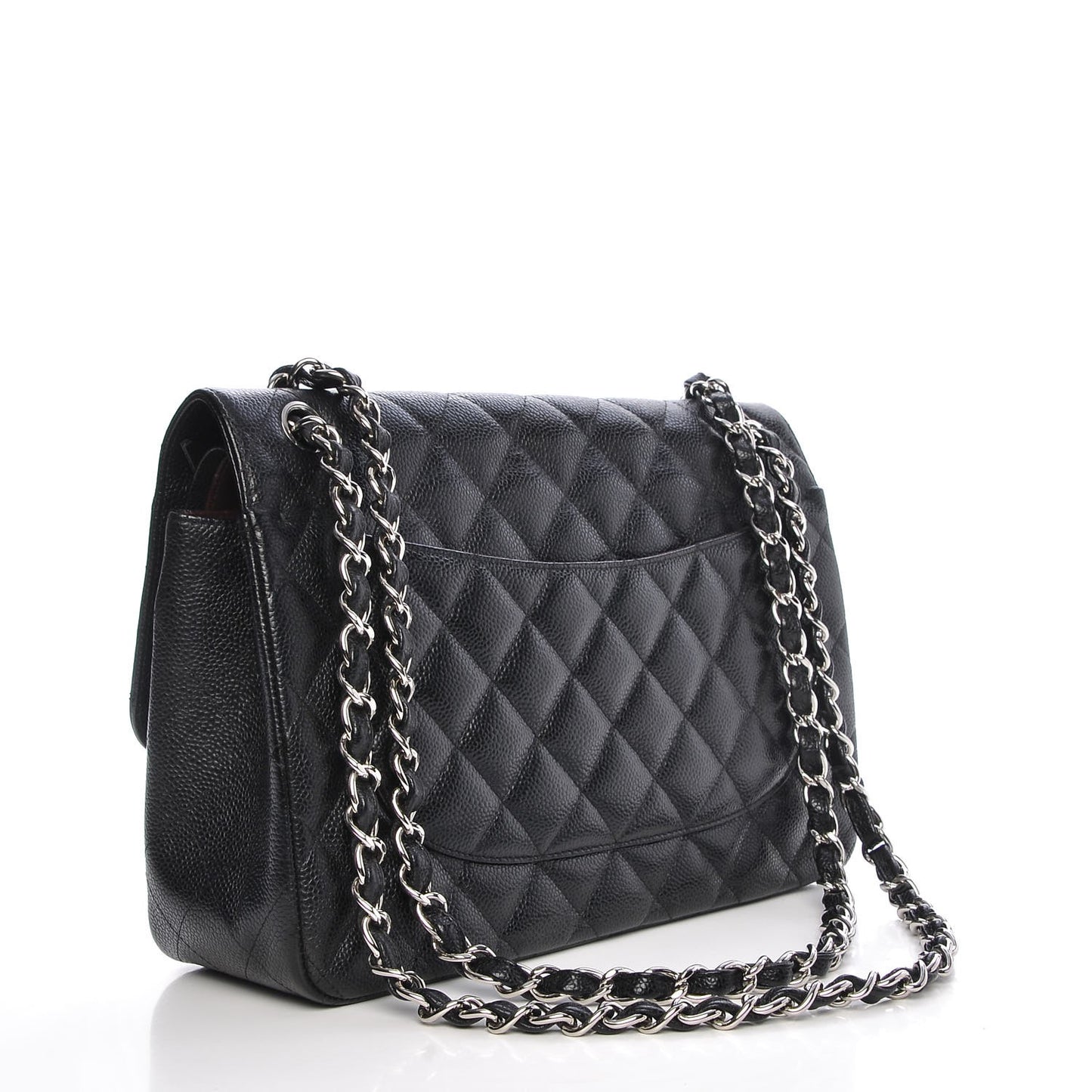 Caviar Quilted Jumbo Double Flap Black