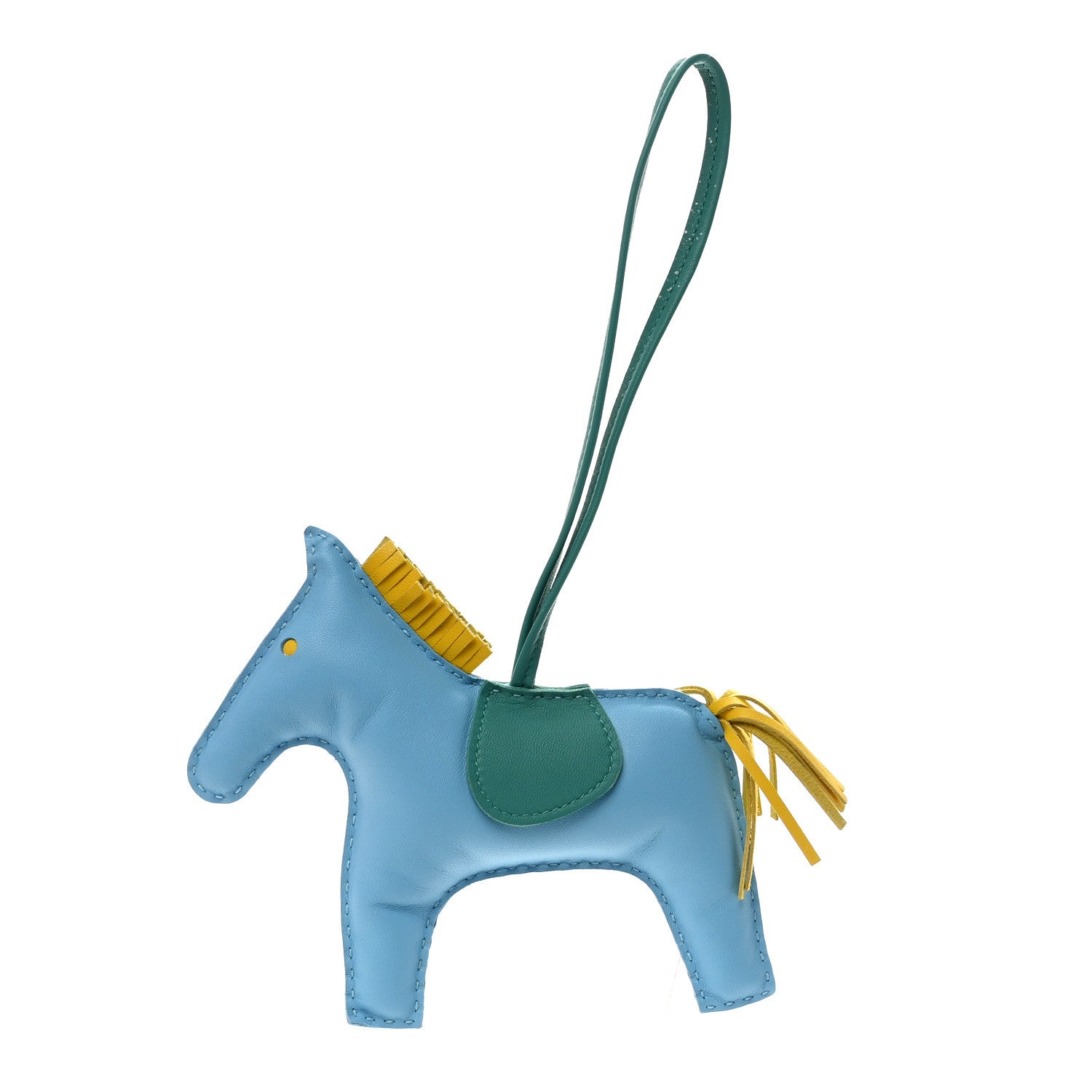 Hermes Milo Lambskin Grigri Rodeo Horse Bag Charm GM Celeste Jaune de Naples Vert Verone 1 of 5