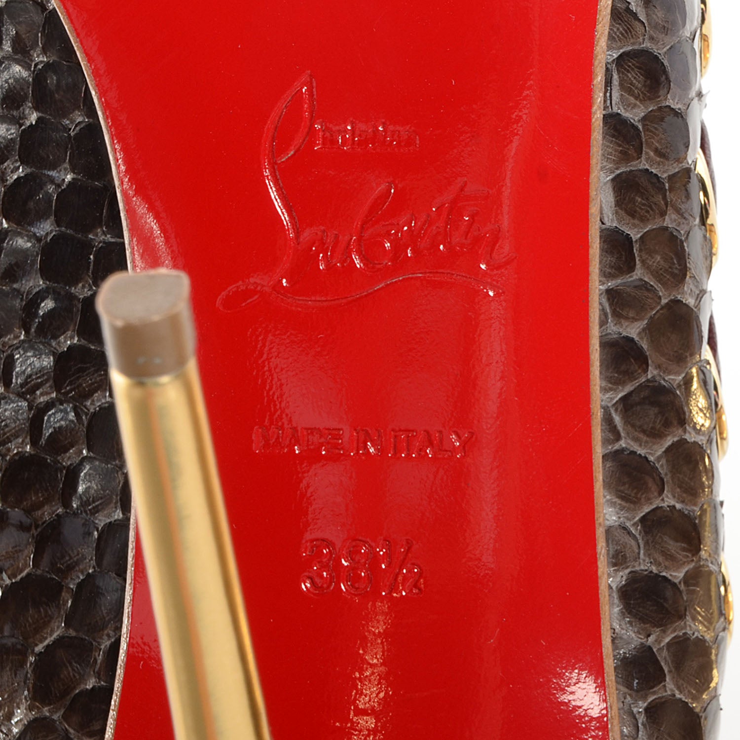 Christian Louboutin Snakeskin Ostri 100 Slingback Pumps 38.5 Natural 6 of 7