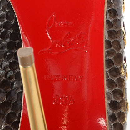 Christian Louboutin Snakeskin Ostri 100 Slingback Pumps 38.5 Natural 6 of 7