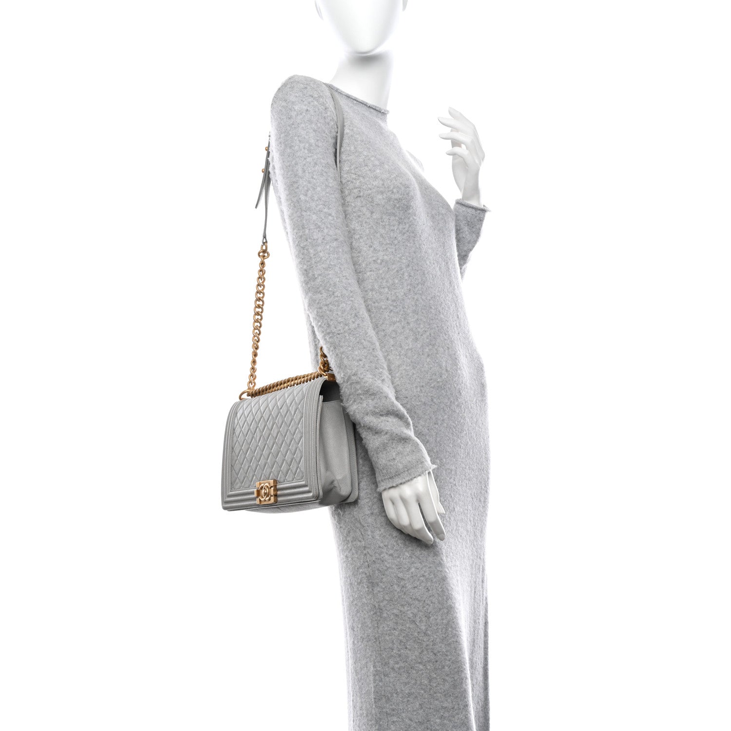 Chanel Caviar Quilted New Medium Boy Flap Grey 2 of 9