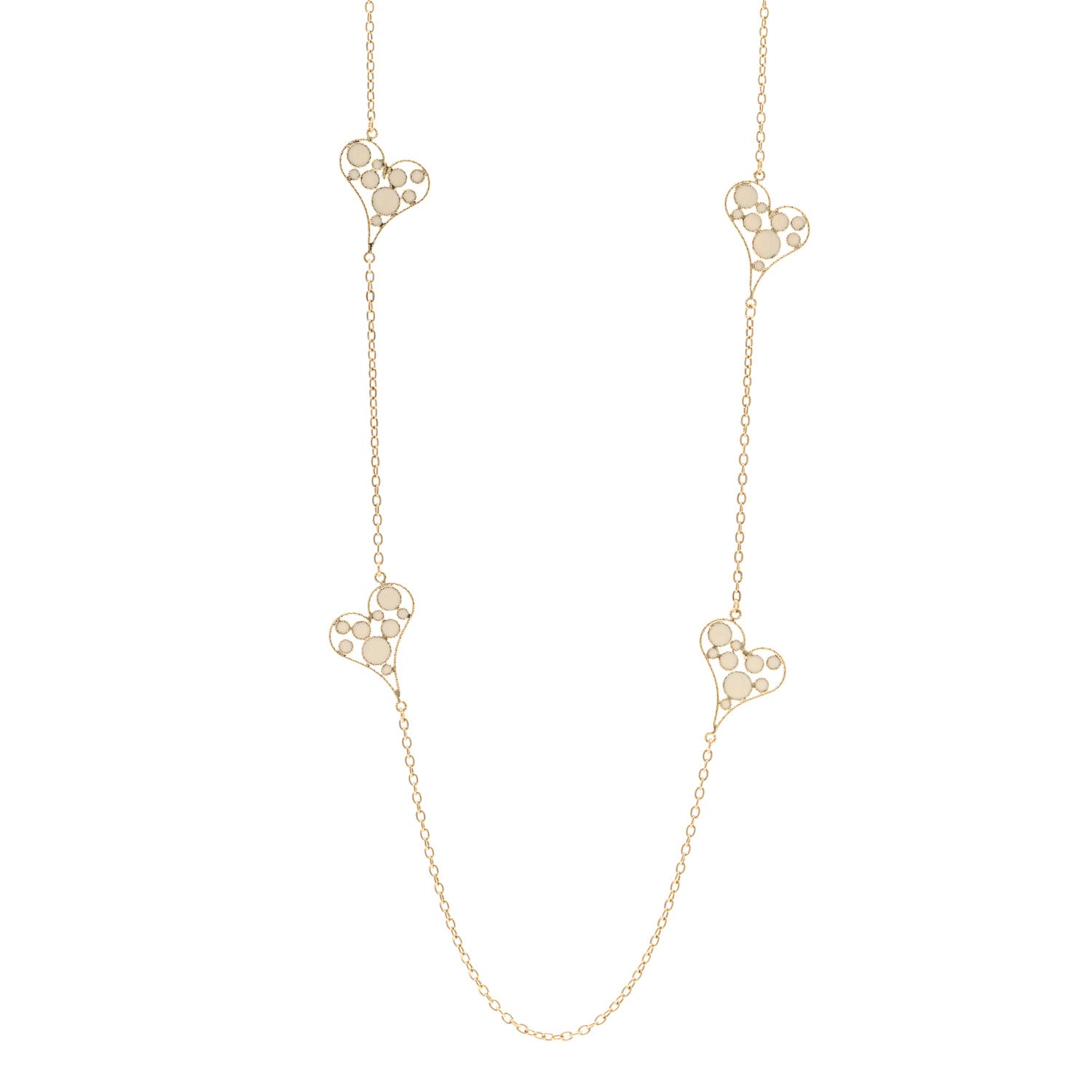 Roberto Coin 18K Yellow Gold Enamel Bollicine Heart Station Necklace 1 of 4