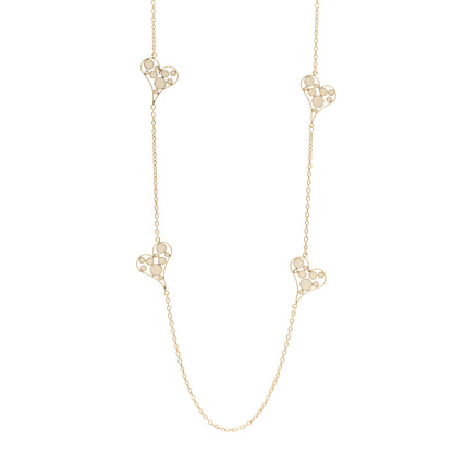Roberto Coin 18K Yellow Gold Enamel Bollicine Heart Station Necklace 1 of 4