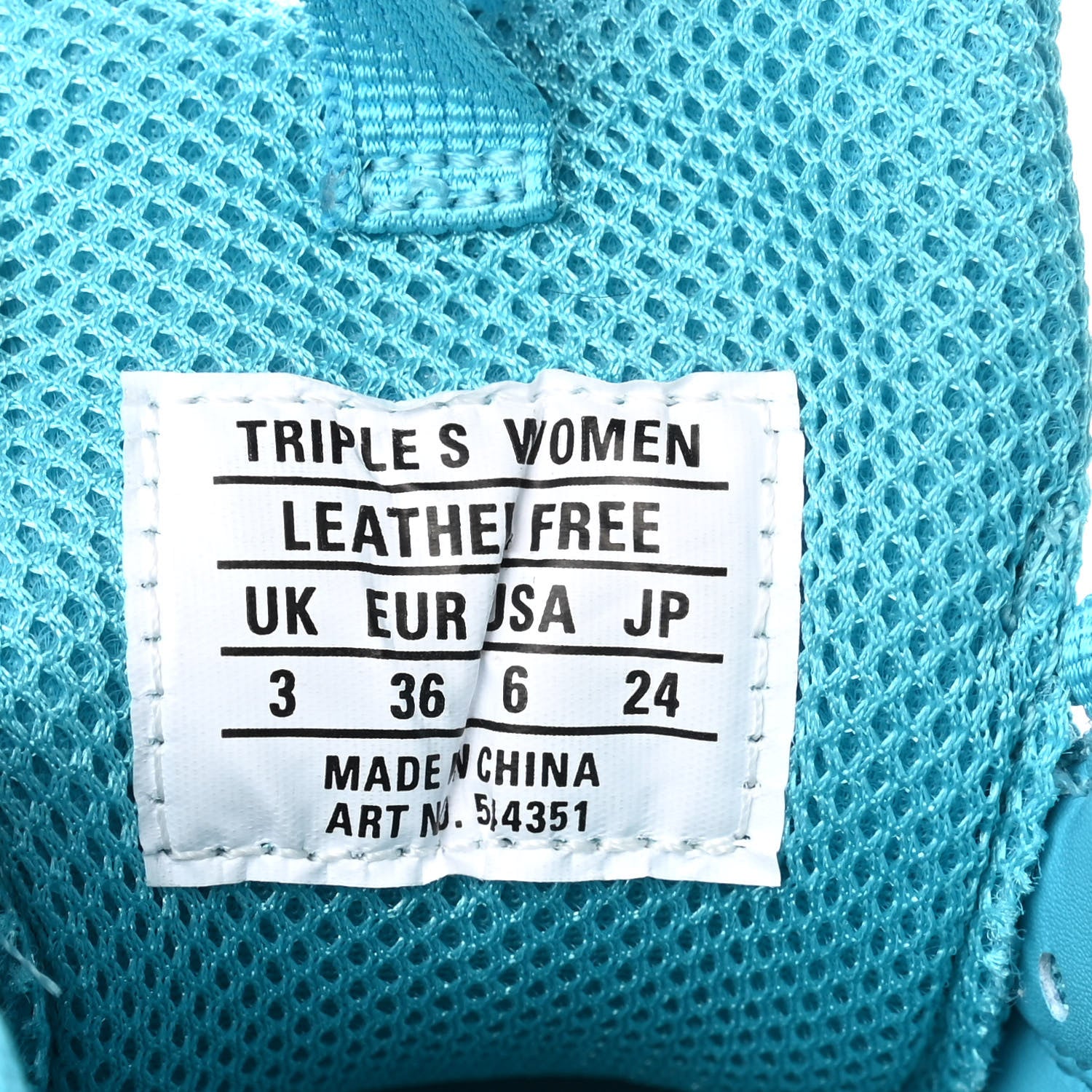 Balenciaga Fabric Mesh Clear Sole Womens Triple S Sneakers 36 Turquoise 8 of 9