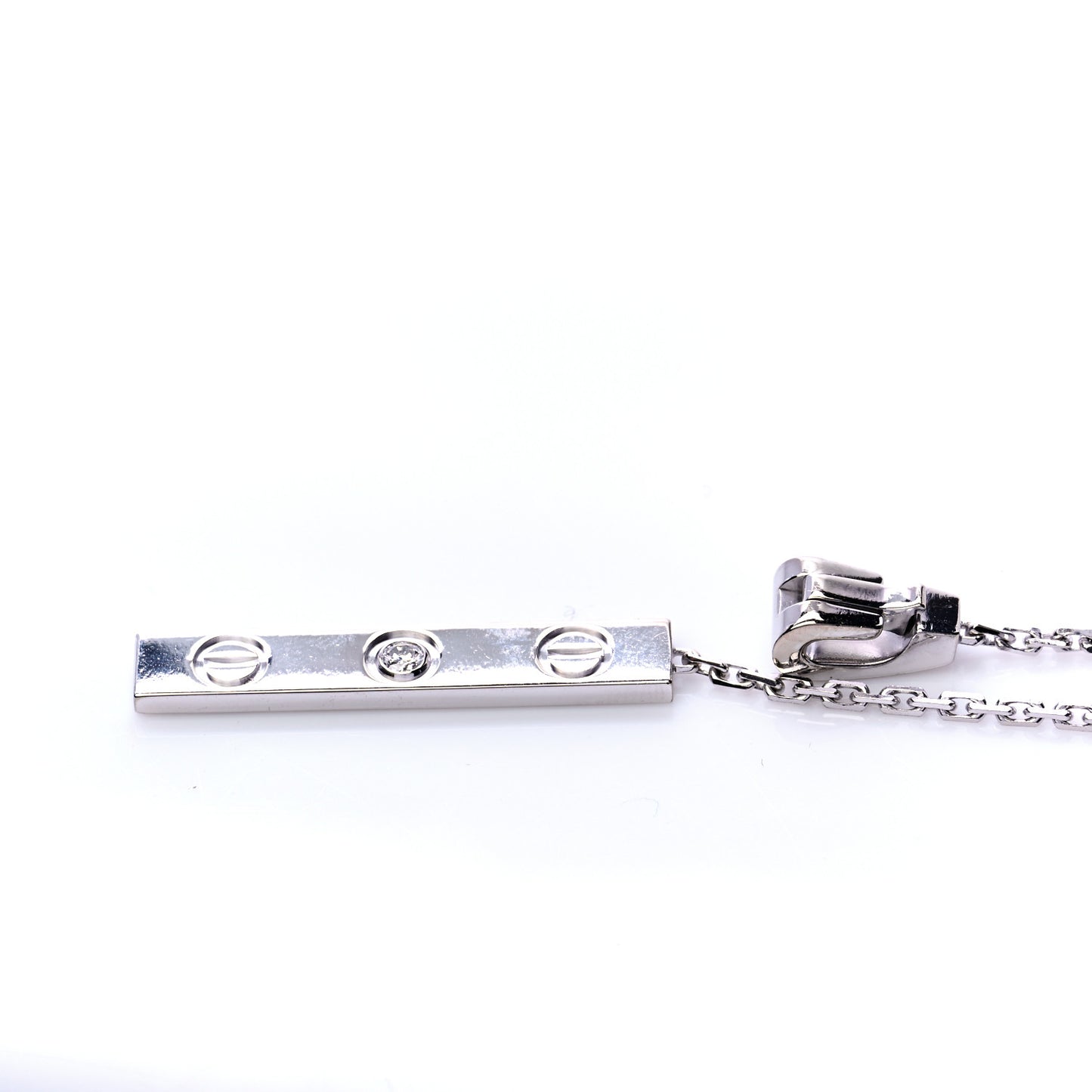 18K White Gold Diamond LOVE Lariat Necklace