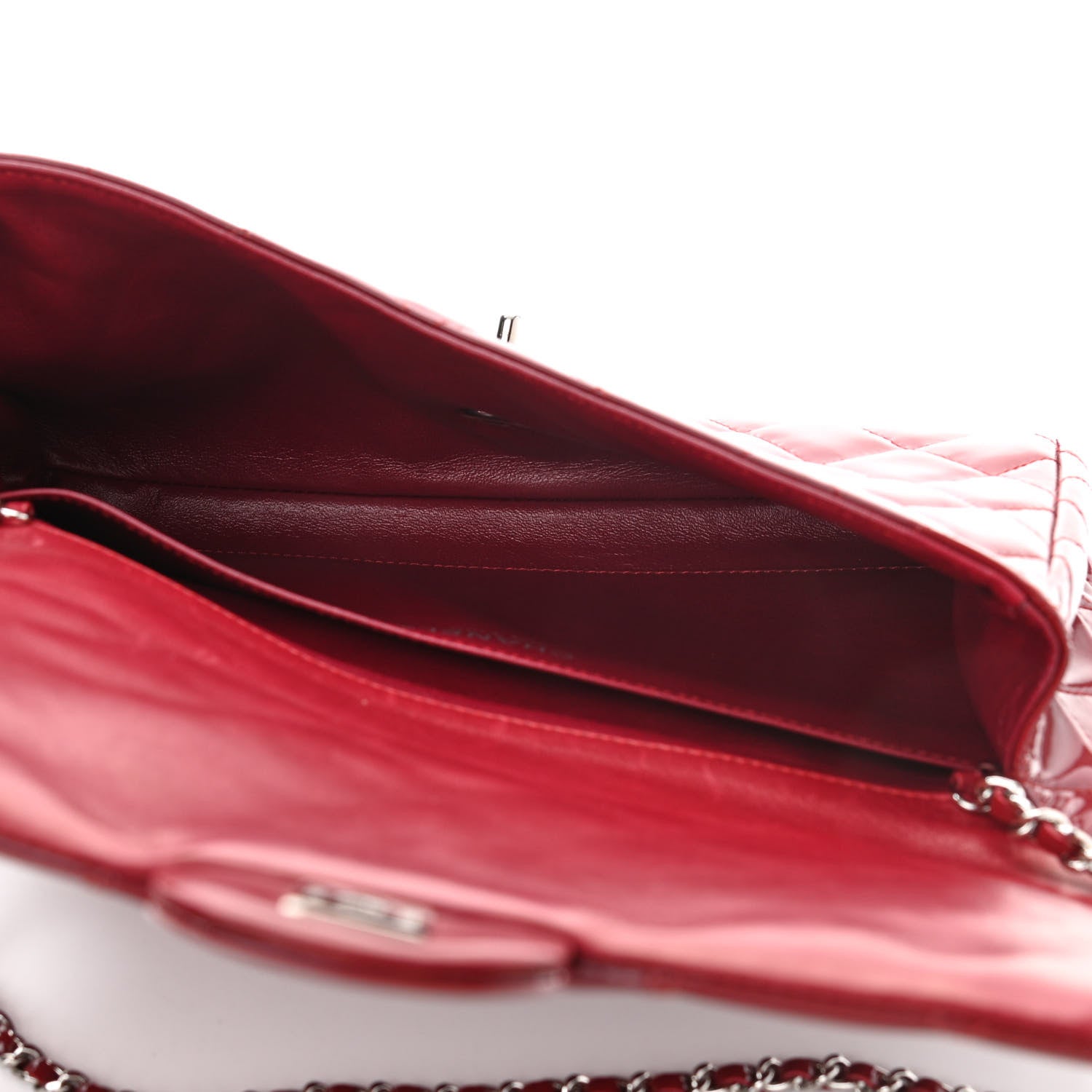 Chanel Patent Quilted Clutch With Chain Flap Red 5 of 10