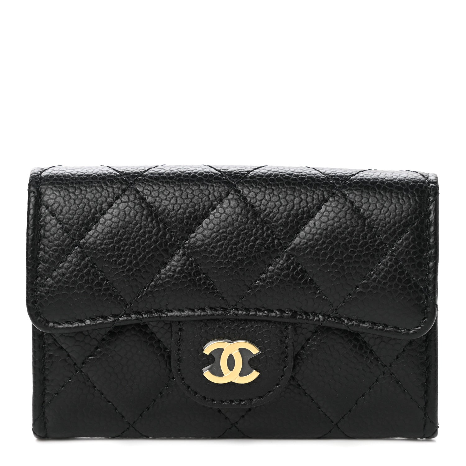 Chanel Caviar Quilted Flap Card Holder Wallet Black 1 of 9