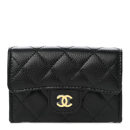 Chanel Caviar Quilted Flap Card Holder Wallet Black 1 of 9