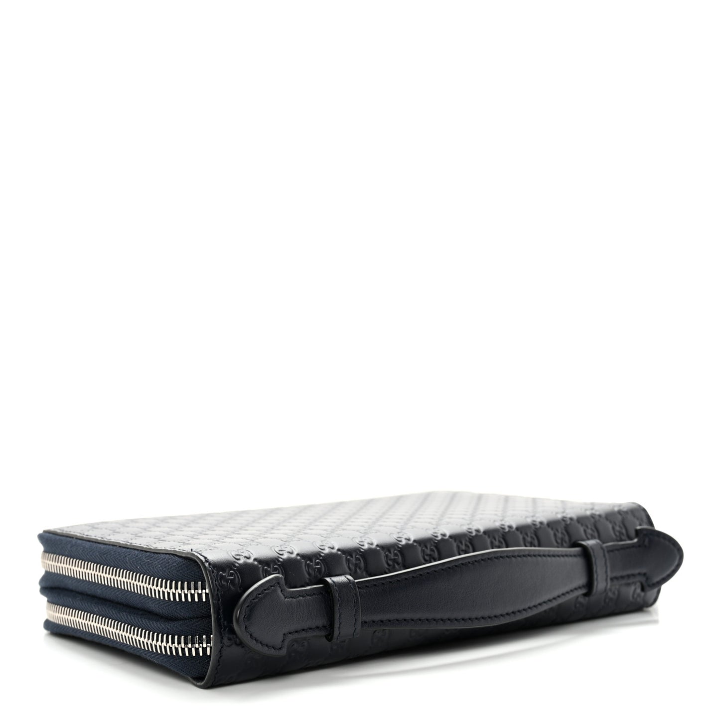 Microguccissima Zip Around Top Handle Travel Wallet Navy