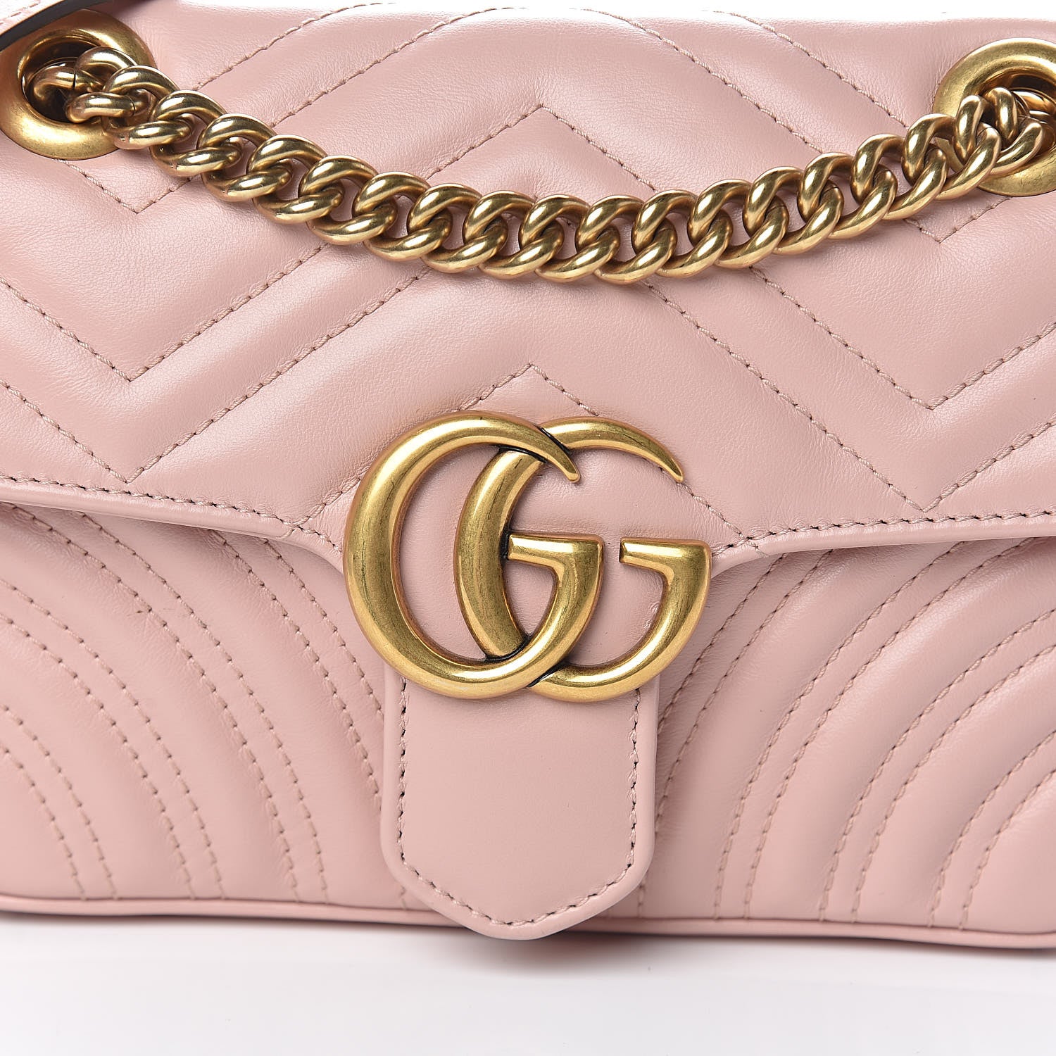 Gucci Calfskin Matelasse Mini GG Marmont Shoulder Bag Perfect Pink 10 of 11