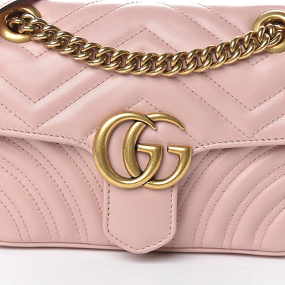 Gucci Calfskin Matelasse Mini GG Marmont Shoulder Bag Perfect Pink 10 of 11