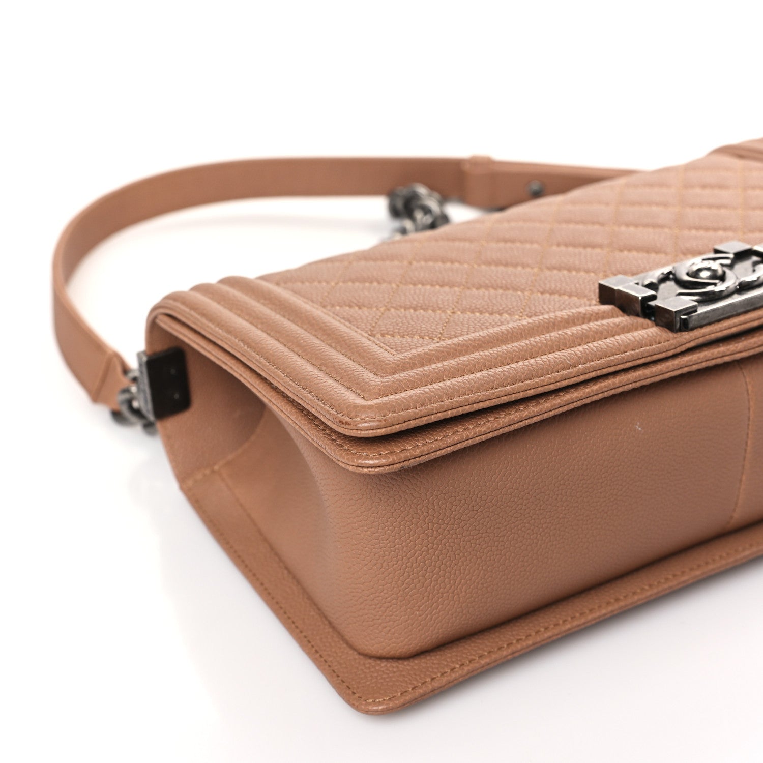 Chanel Caviar Quilted Medium Boy Flap Light Brown 8 of 9