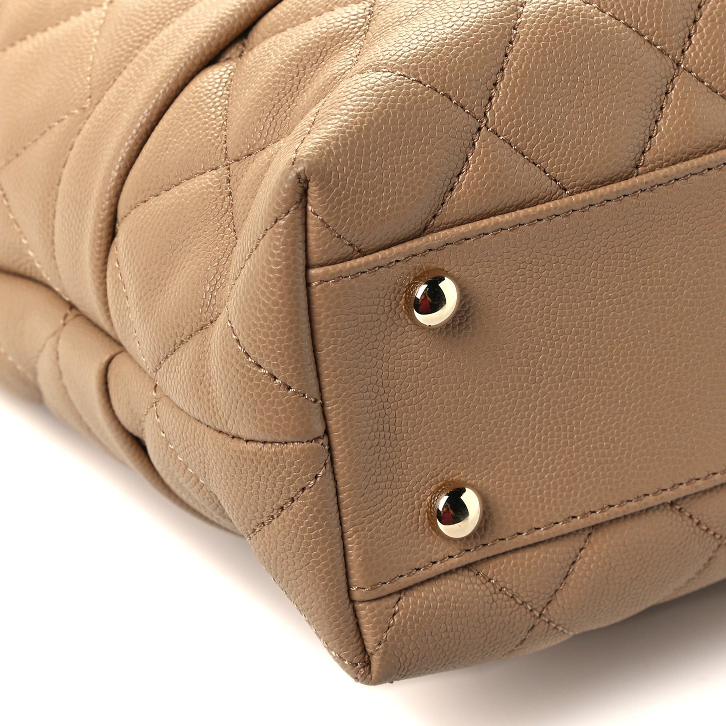 Caviar Quilted Rolled Up Tote Beige