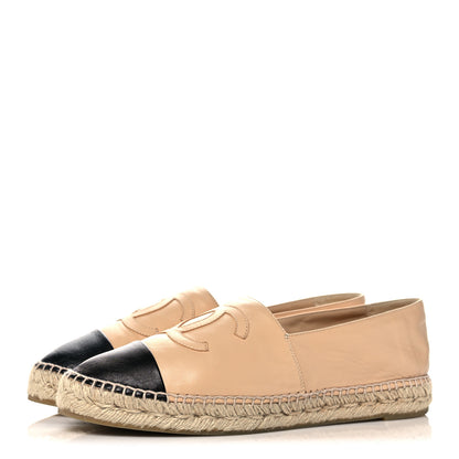 Chanel Lambskin CC Espadrilles 41 Beige Black 3 of 9