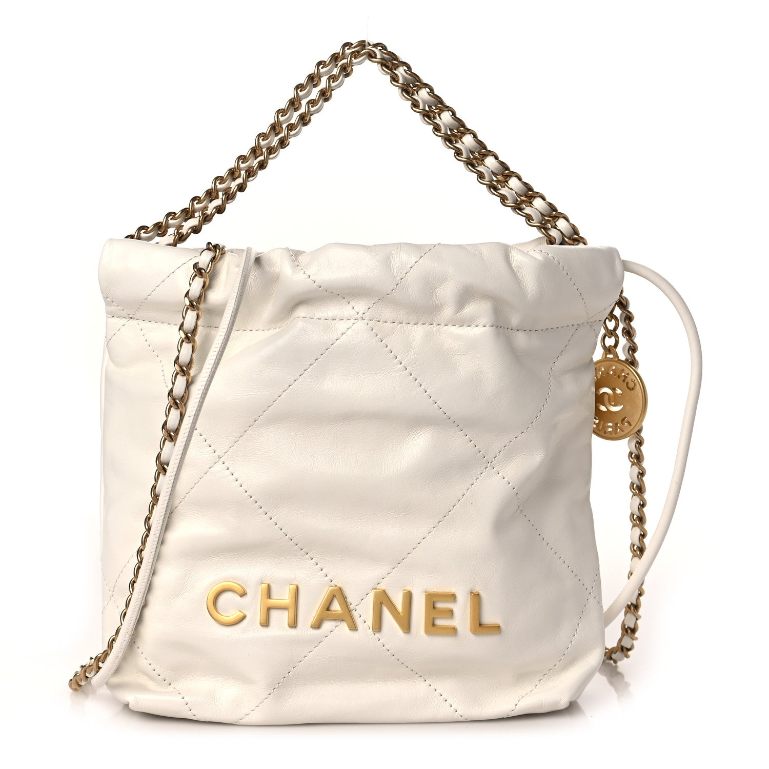 Chanel Shiny Calfskin Quilted Mini Chanel 22 White 1 of 9