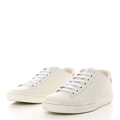 Gucci Calfskin Interlocking G Perforated Womens Ace Sneakers 37 White Wild Rose 3 of 12