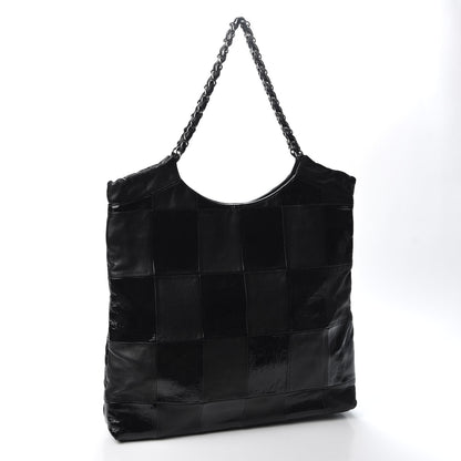 Chanel Patent Calfskin Patchwork Brooklyn Tote Black 2 of 9
