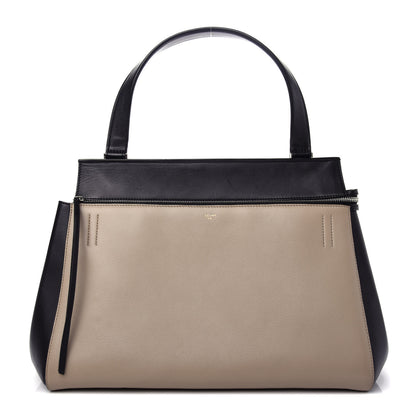 Celine Supple Calfskin Large Bi-Color Edge Shoulder Bag Beige 1 of 9