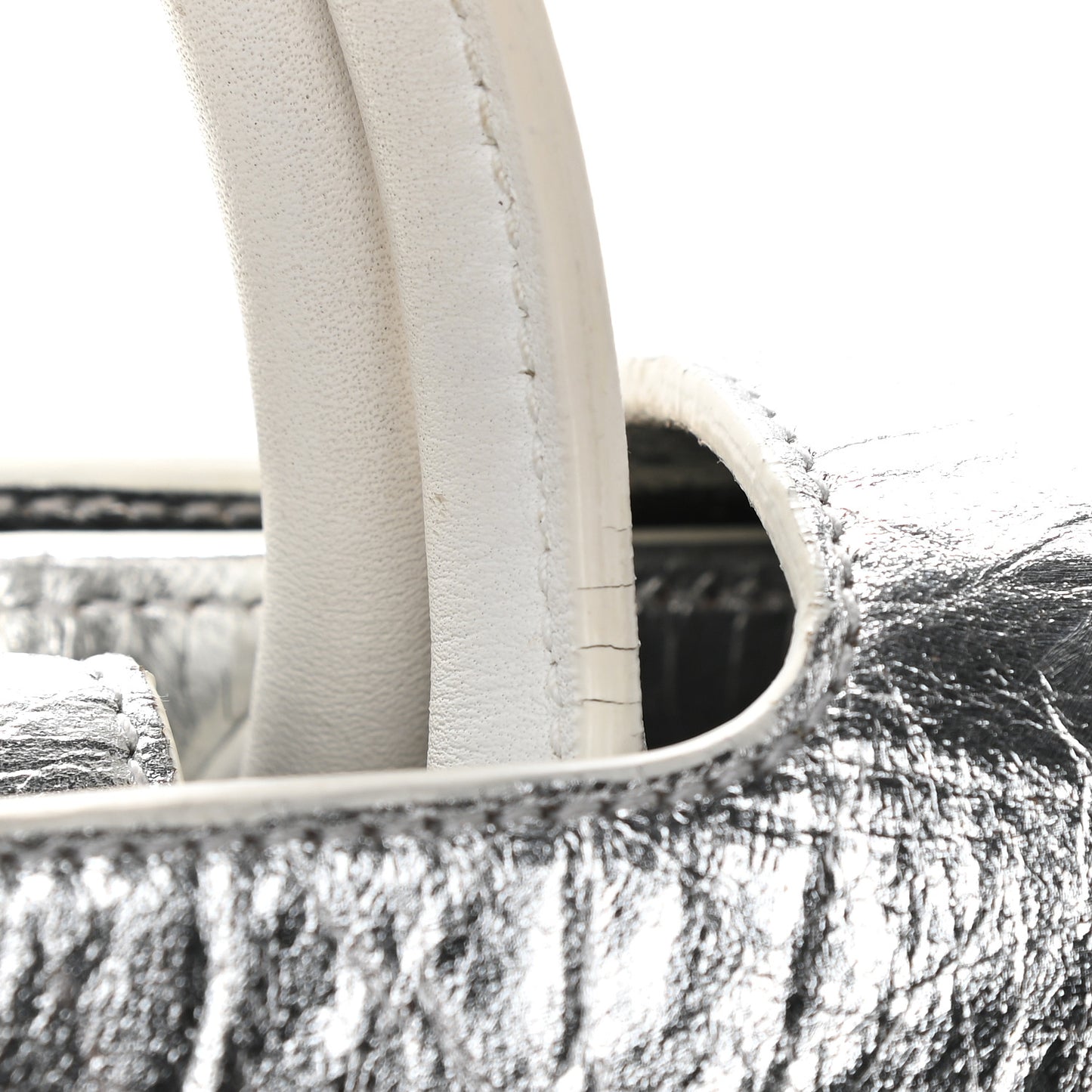 Metallic Calfskin Large Diorever Flap Silver