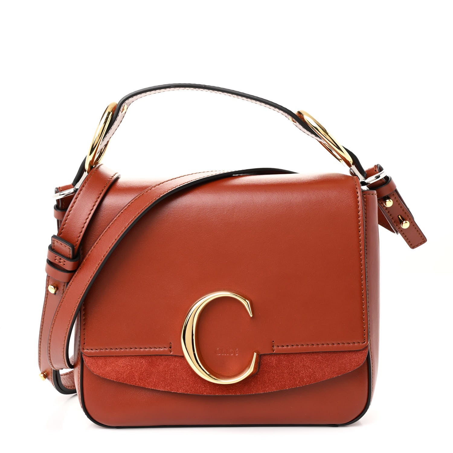 Chloe Calfskin Small Square C Double Carry Sepia Brown 1 of 10