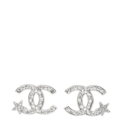 Chanel Crystal CC Starfall Earrings Silver 1 of 5