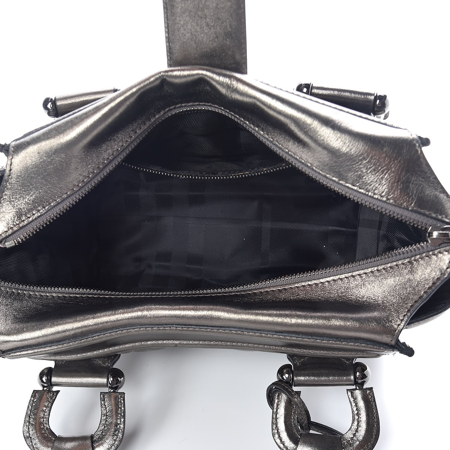 Burberry Metallic Calfskin Quilted Mini Manor Tote Pewter 5 of 11
