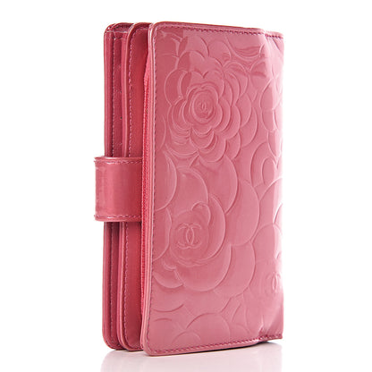 Chanel Patent Camellia Embossed Zipped Pocket Wallet Pink 3 of 9