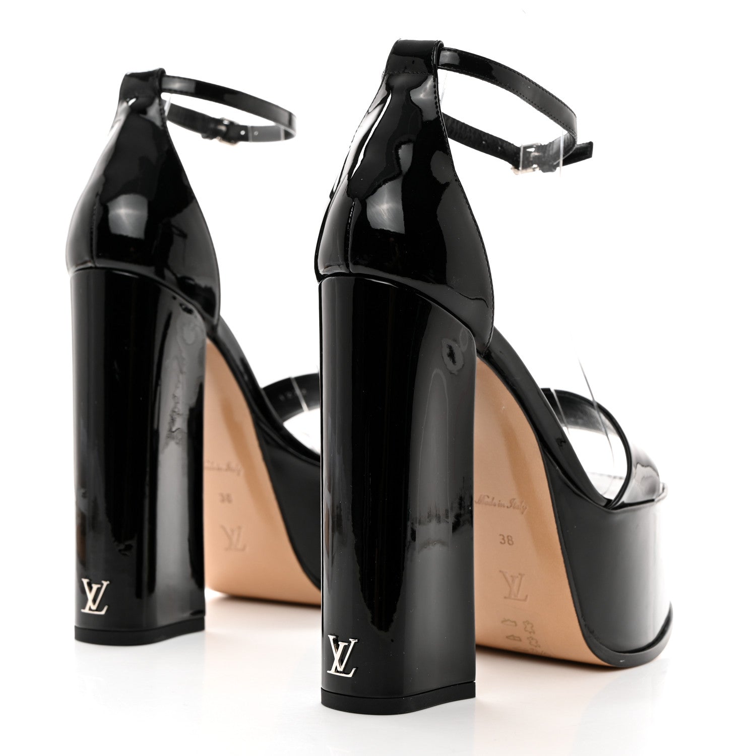 Louis Vuitton Patent Fame Platform Sandals 38 Black 4 of 9