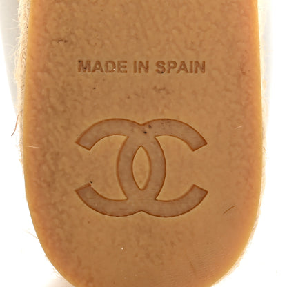 Chanel Lambskin Suede CC Espadrille Wedges 41 White Black 6 of 14