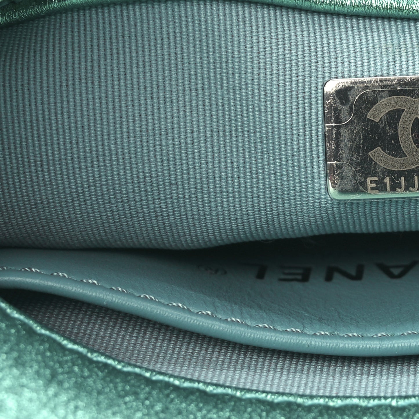 Metallic Lambskin Quilted Mini Lacquered Chain Flap Turquoise