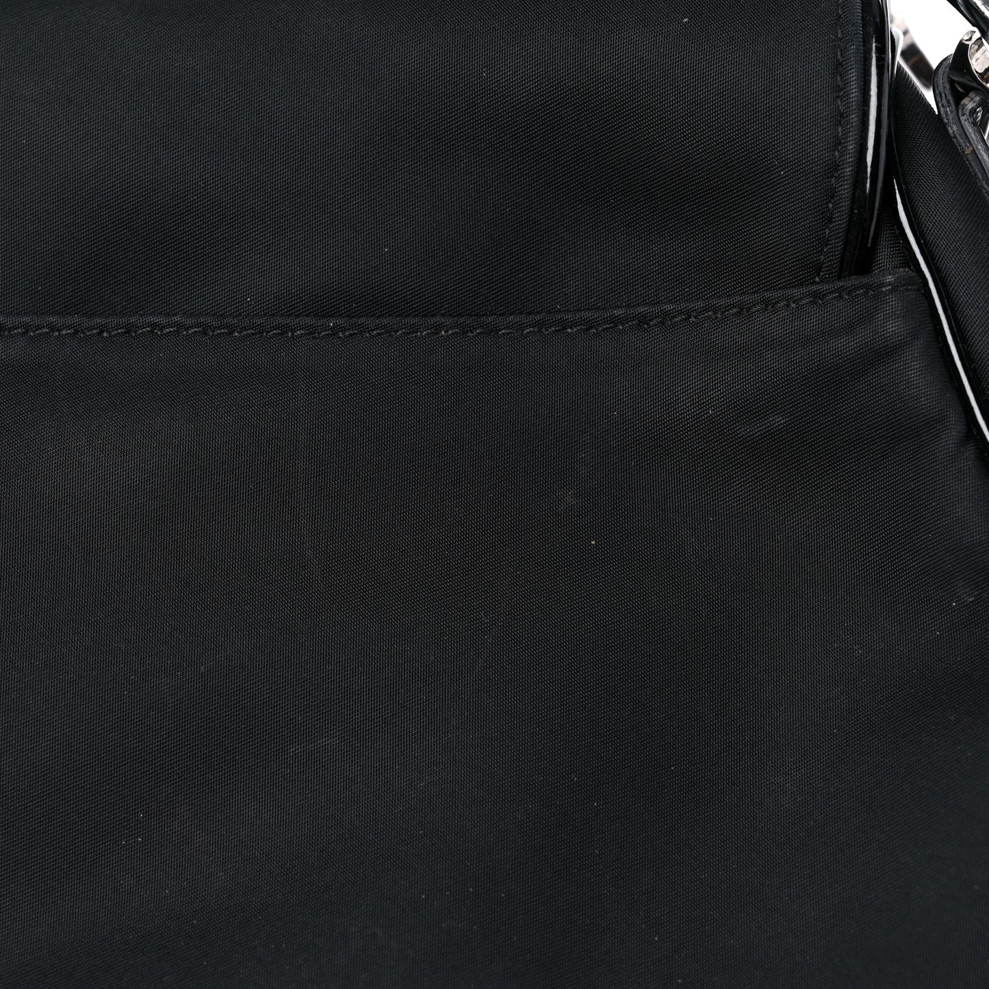 Canvas Patent Calfskin Saddle Bag Black