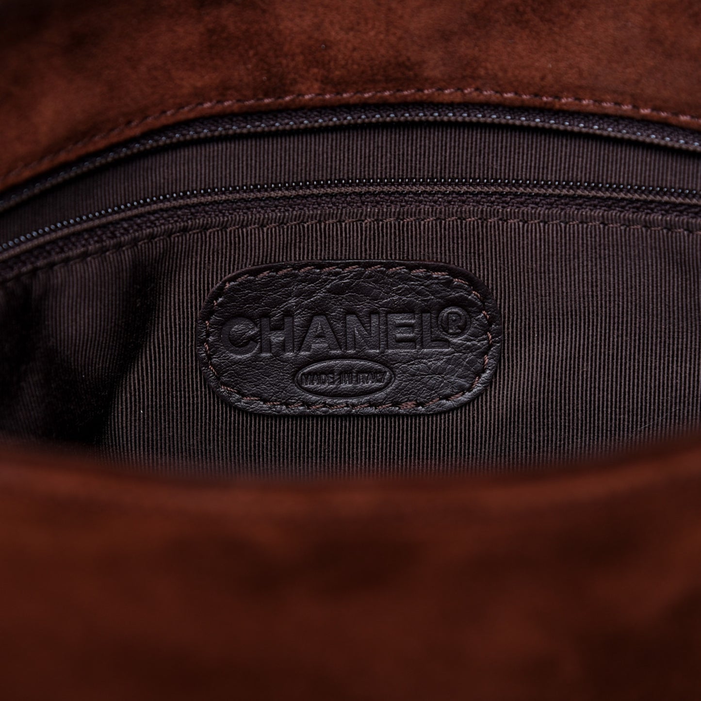 Suede CC Messenger Flap Bag Brown