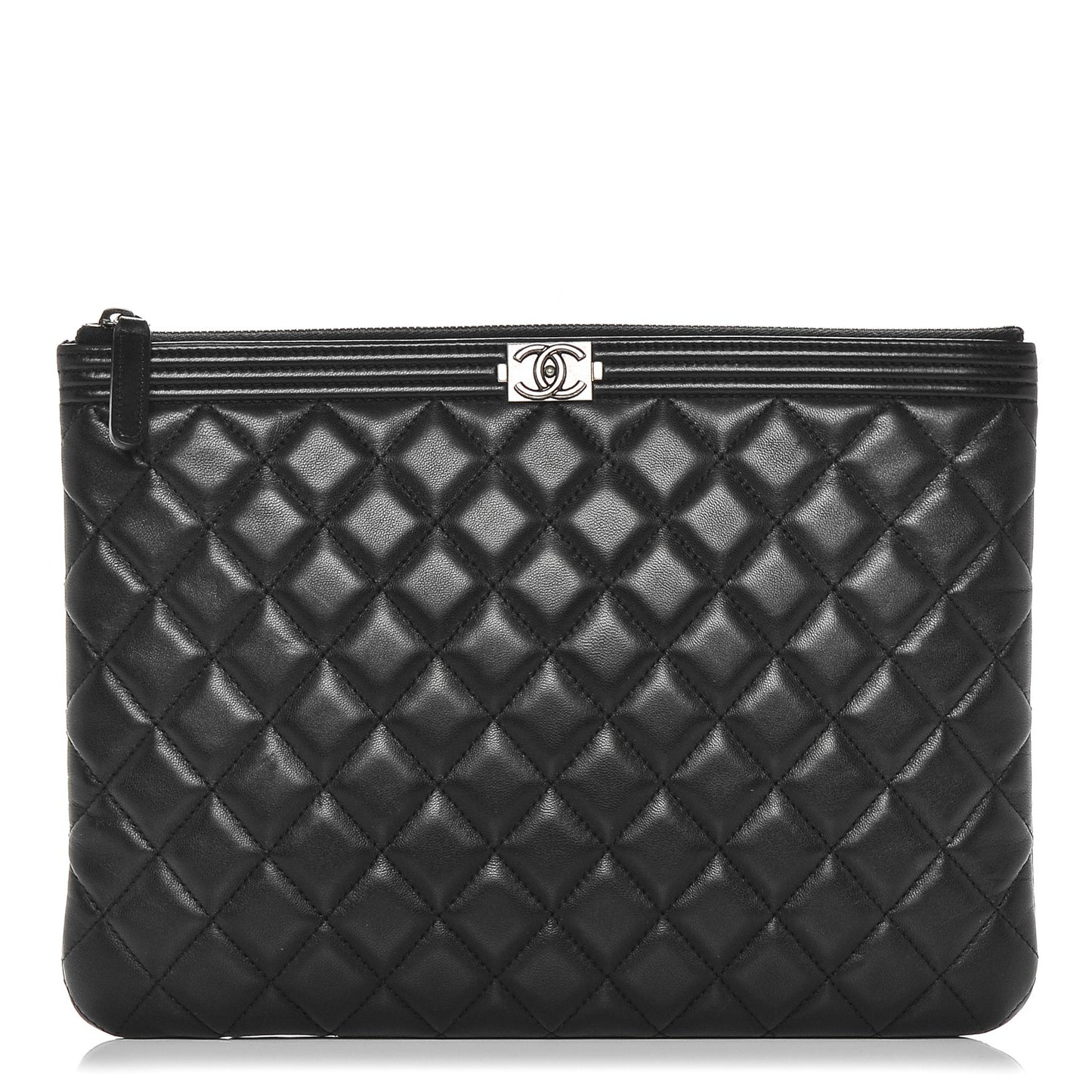 Lambskin Quilted Medium Boy Cosmetic Case Black