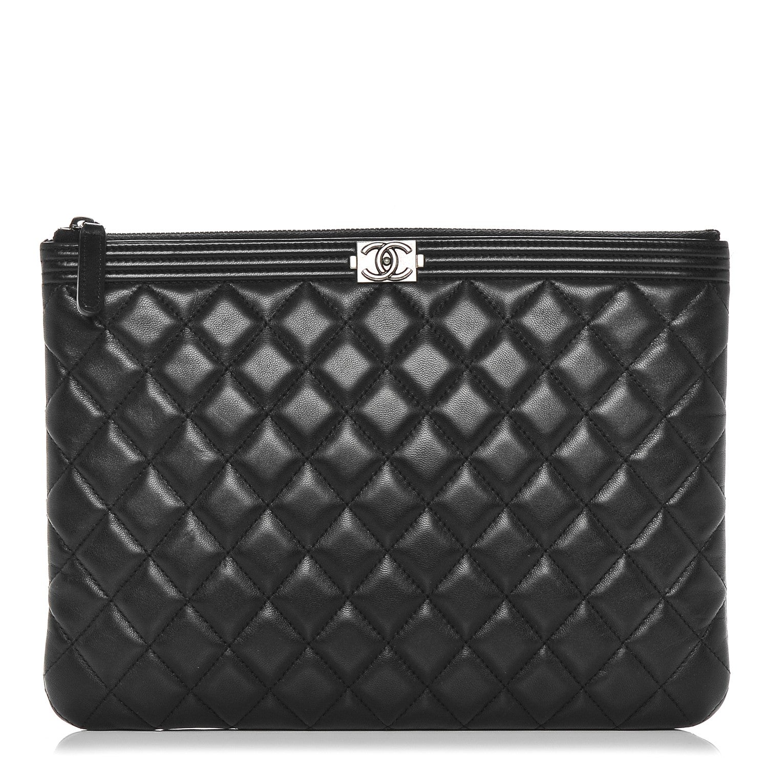 Chanel Lambskin Quilted Medium Boy Cosmetic Case Black 1 of 7