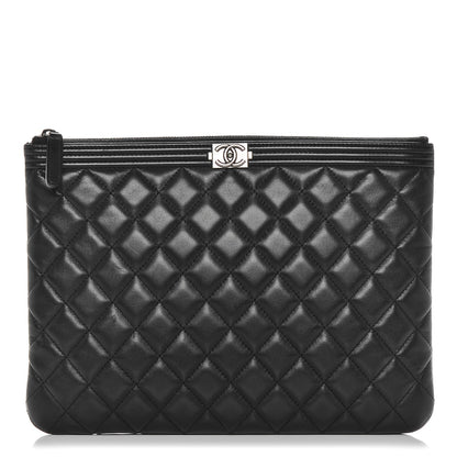 Chanel Lambskin Quilted Medium Boy Cosmetic Case Black 1 of 7
