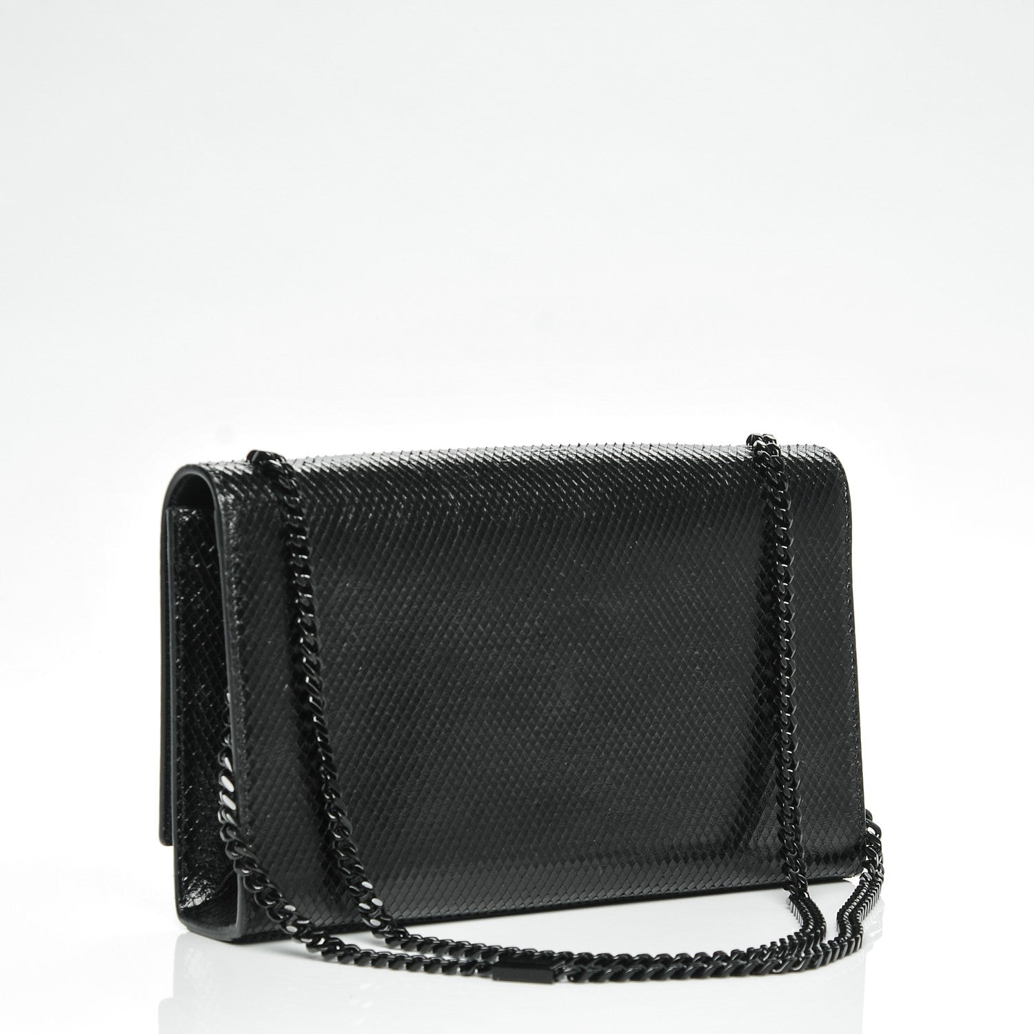 Saint Laurent Python Calfskin Embossed Medium Classic Monogram Kate Satchel Black 3 of 8