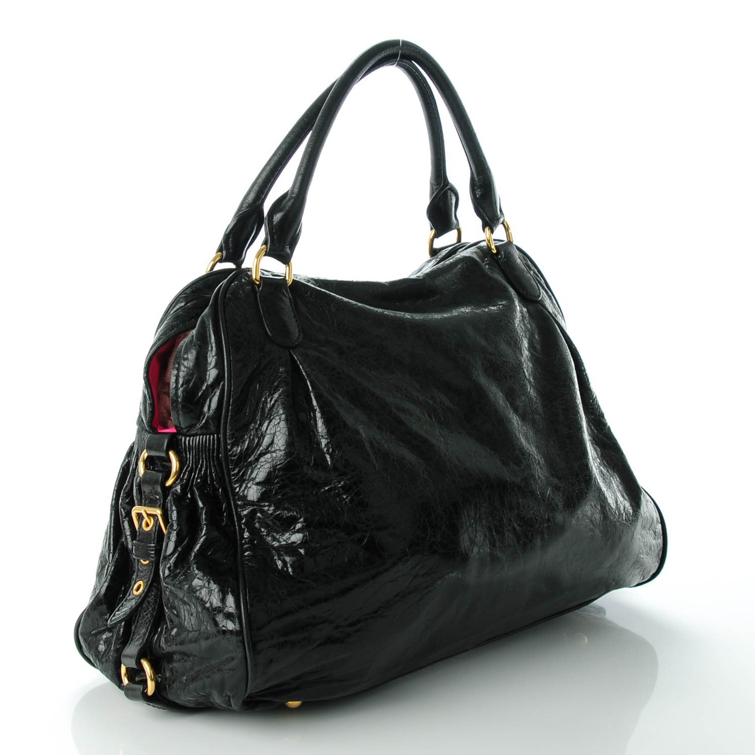 Miu Miu Vitello Shine Zip Shoulder Bag Nero Black 3 of 8