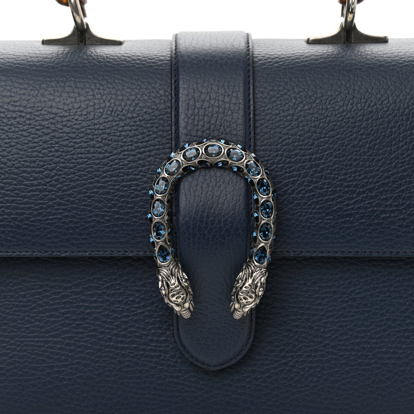 Dollar Calfskin Crystal Web Medium Dionysus Bamboo Top Handle Bag Blue Agata Montana Sapphire