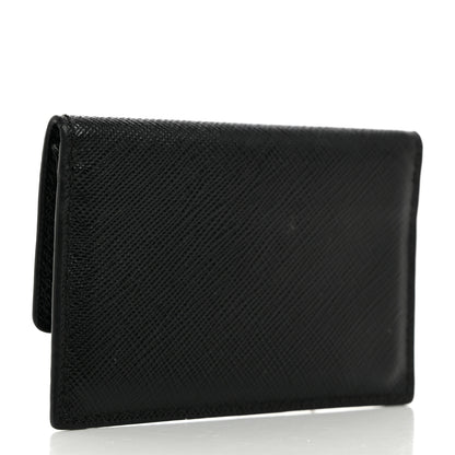 Prada Saffiano Triangle Card Holder Black 3 of 7