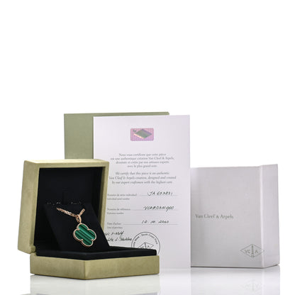 Van Cleef & Arpels 18K Yellow Gold Malachite Magic Alhambra Pendant Necklace 9 of 9
