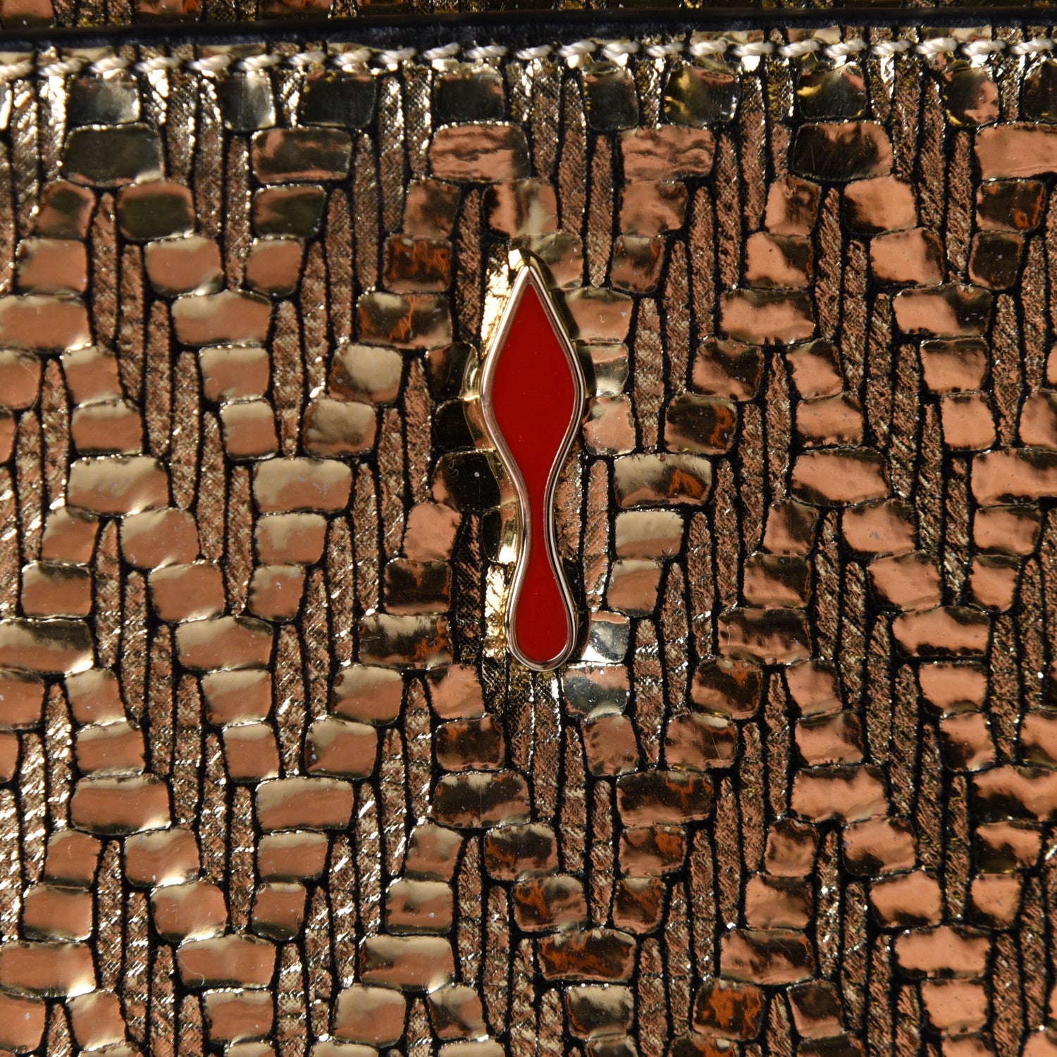 Christian Louboutin Laminated Specchio Chevron Rougissime Clutch Gold 9 of 11
