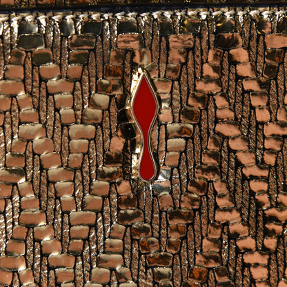 Christian Louboutin Laminated Specchio Chevron Rougissime Clutch Gold 9 of 11