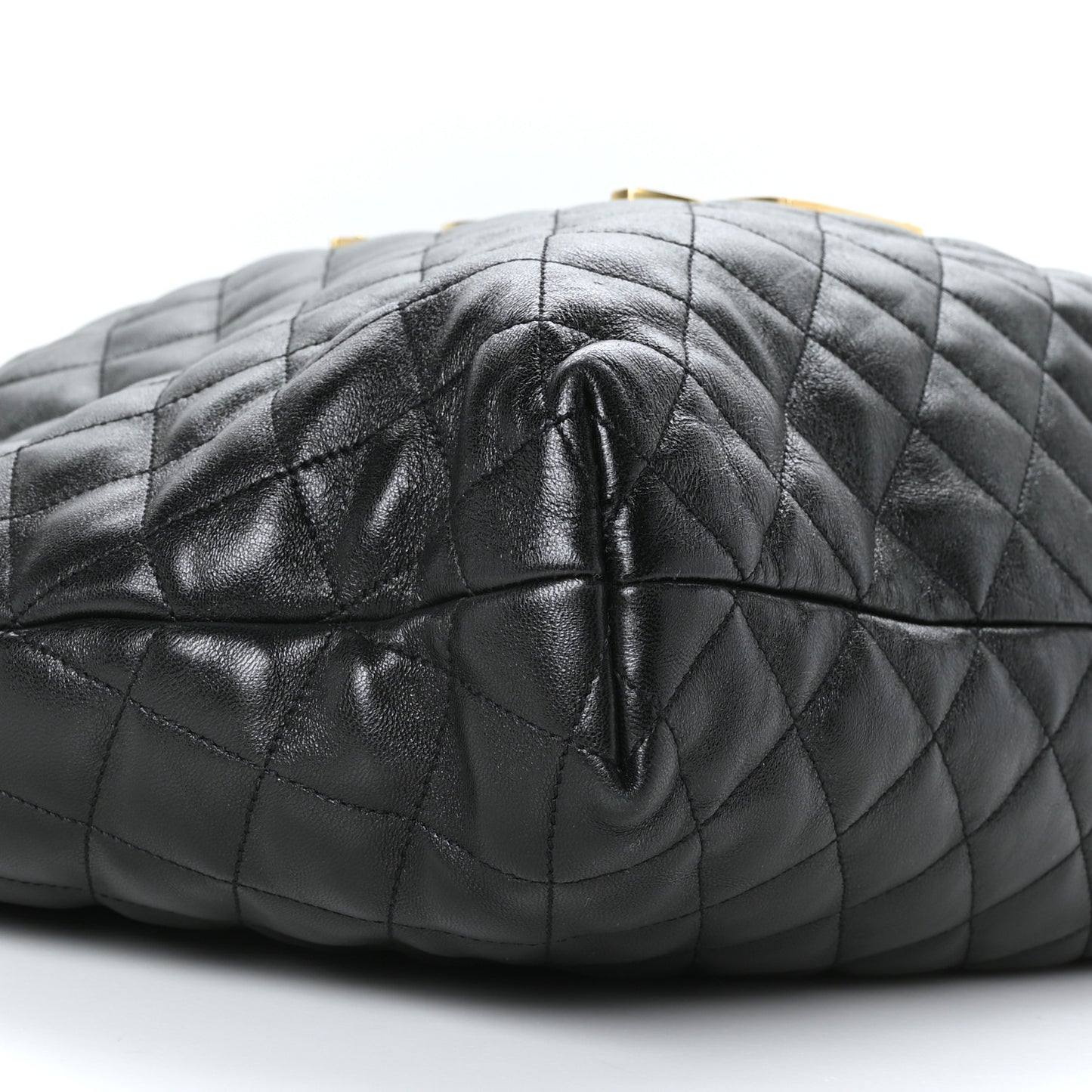 Lambskin Quilted Maxi Icare Shopping Tote Black