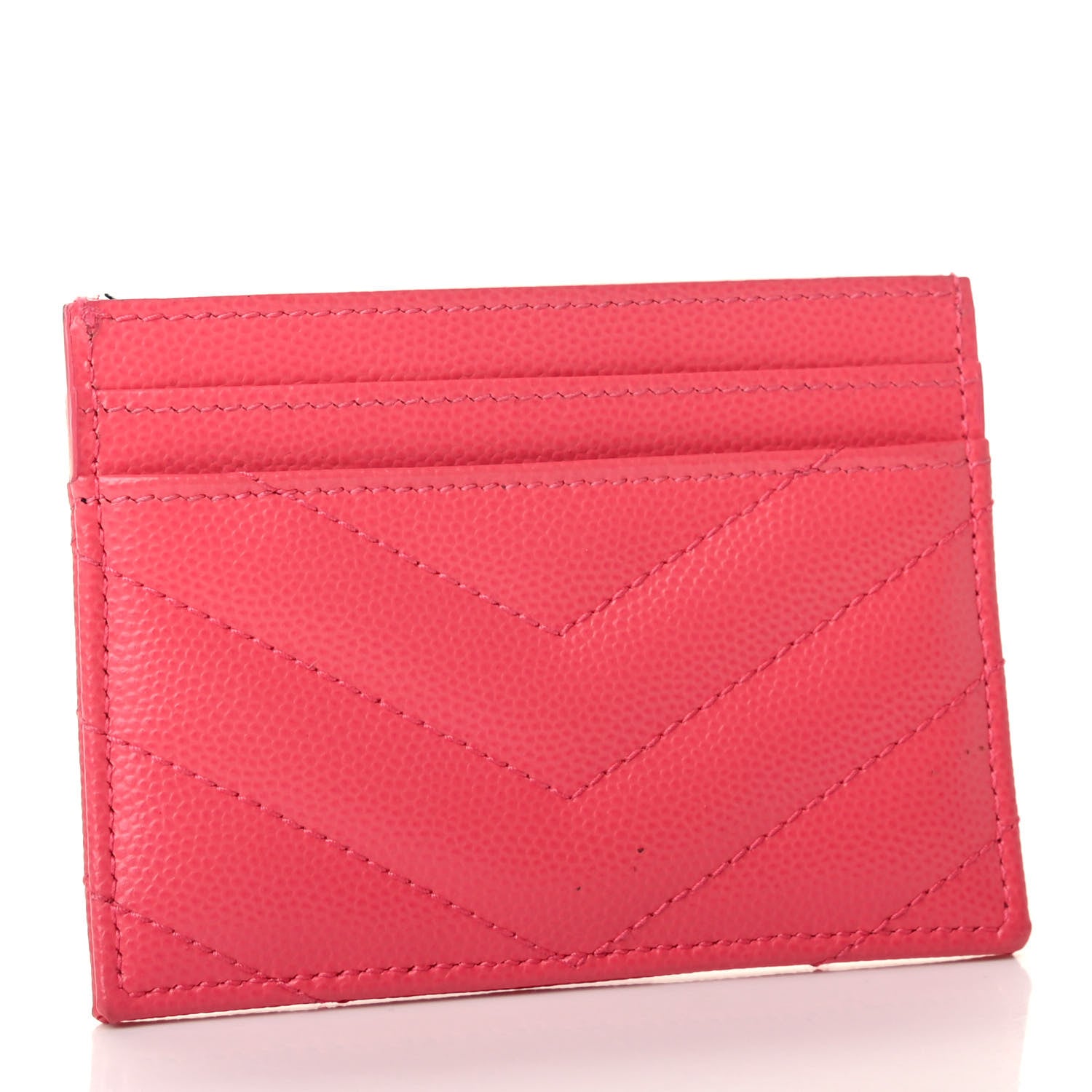 Saint Laurent Grain De Poudre Matelasse Chevron Monogram Credit Card Case Pink 3 of 8