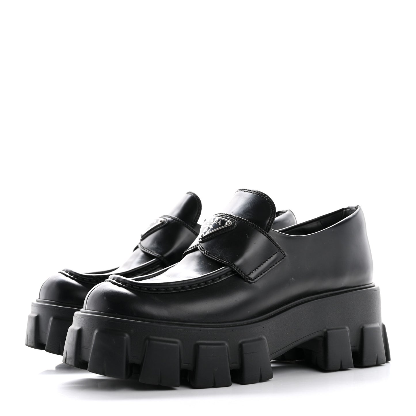 Spazzolato Rois Metal Triangle Logo Monolith 55mm Loafers 36 Black