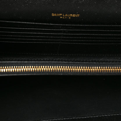 Saint Laurent Grain De Poudre Matelasse Chevron Monogram Chain Wallet Black 5 of 8