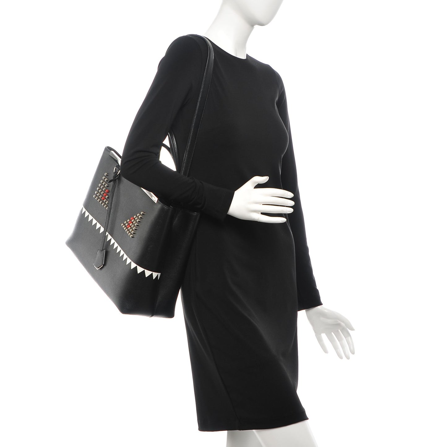 Vitello Elite Studded Monster Medium 2Jours Tote Black