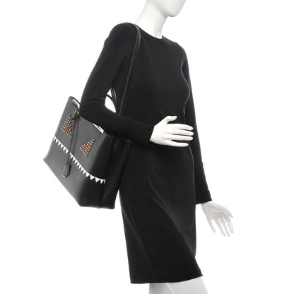 Fendi Vitello Elite Studded Monster Medium 2Jours Tote Black 2 of 8